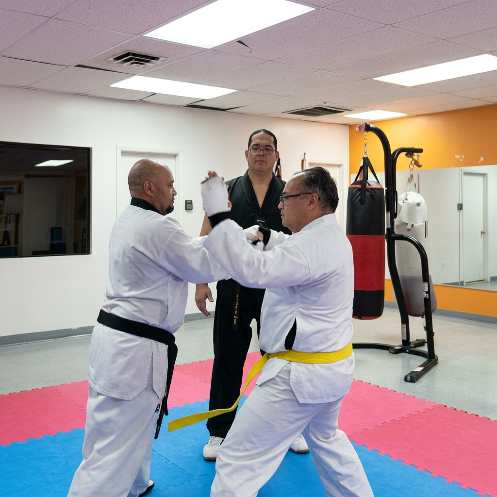 Clase de defensa personal para adultos en el dojang